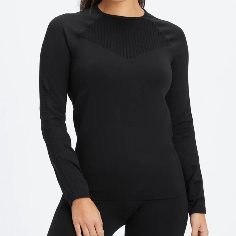New! Fabletics Sync Seamless Long-Sleeve Top Black XLarge Yoga Minimalist